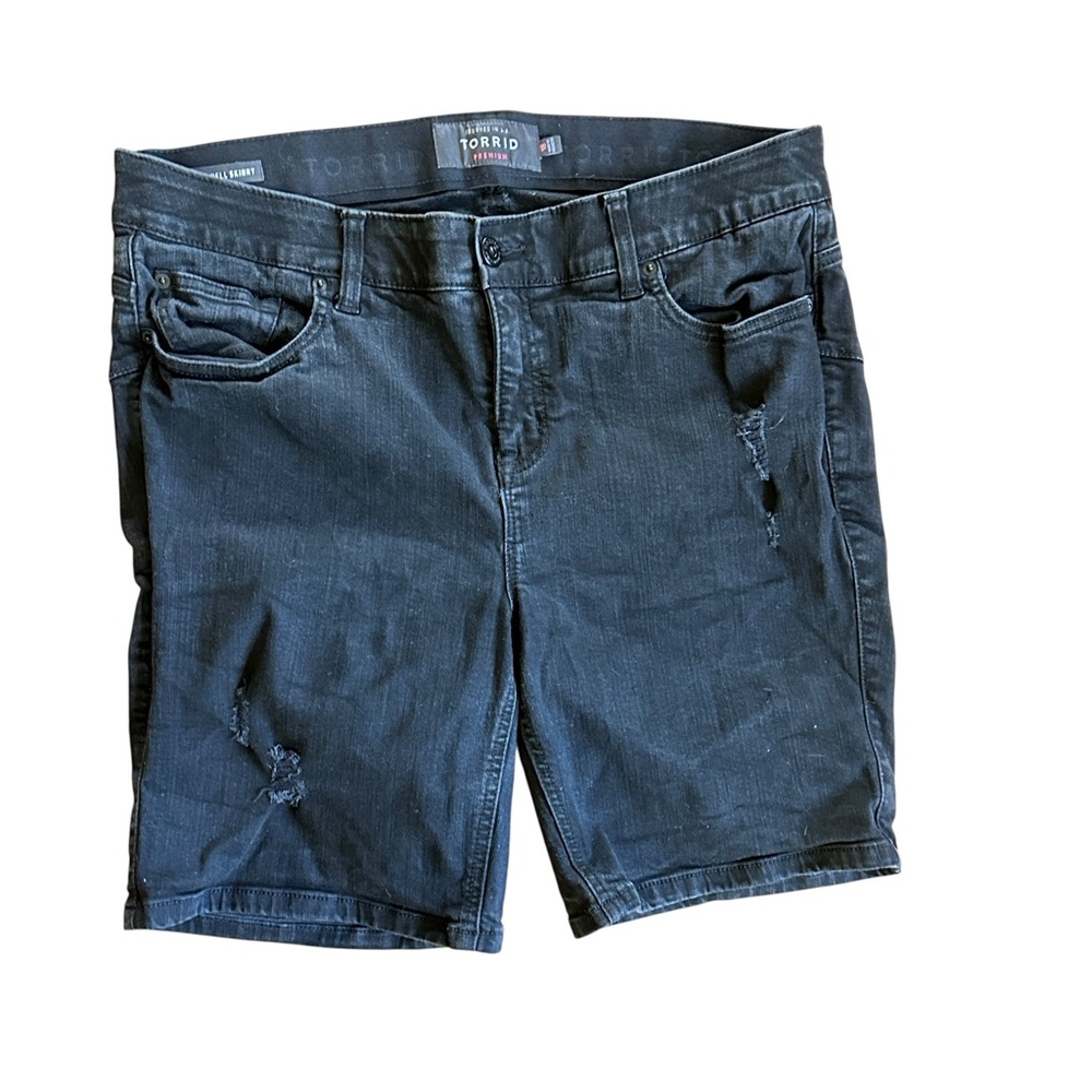Torrid Distressed Black Jean Shorts